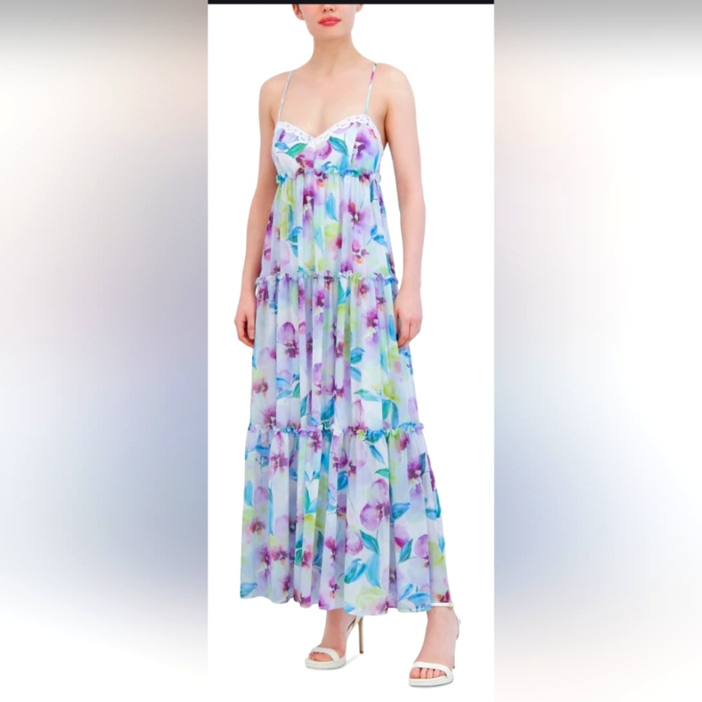 BCBG MaxAzria Floral Maxi Dress - Multicolor Size 2 NEW